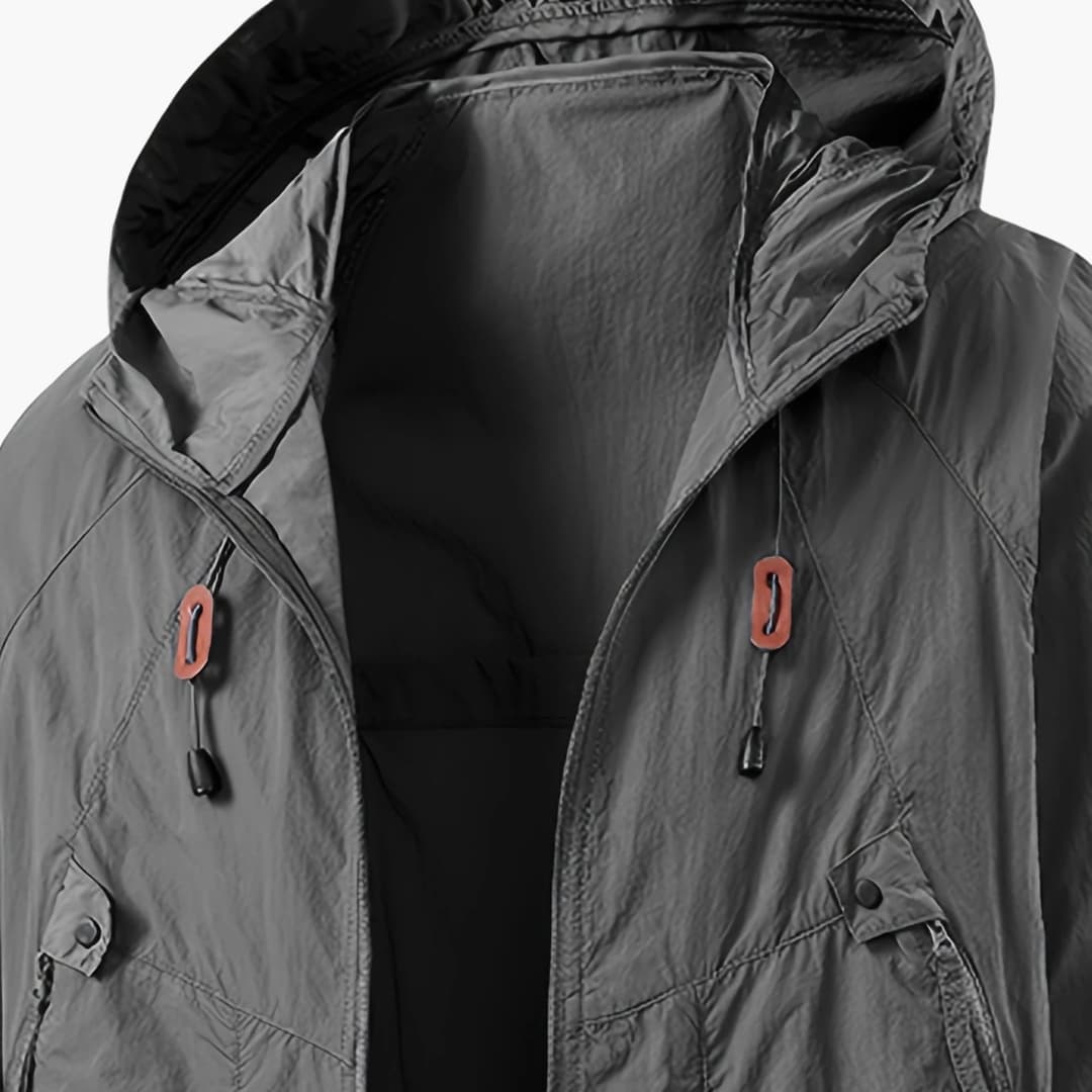 Women's Windbreaker Jacket with Hood and Zippered Pockets
