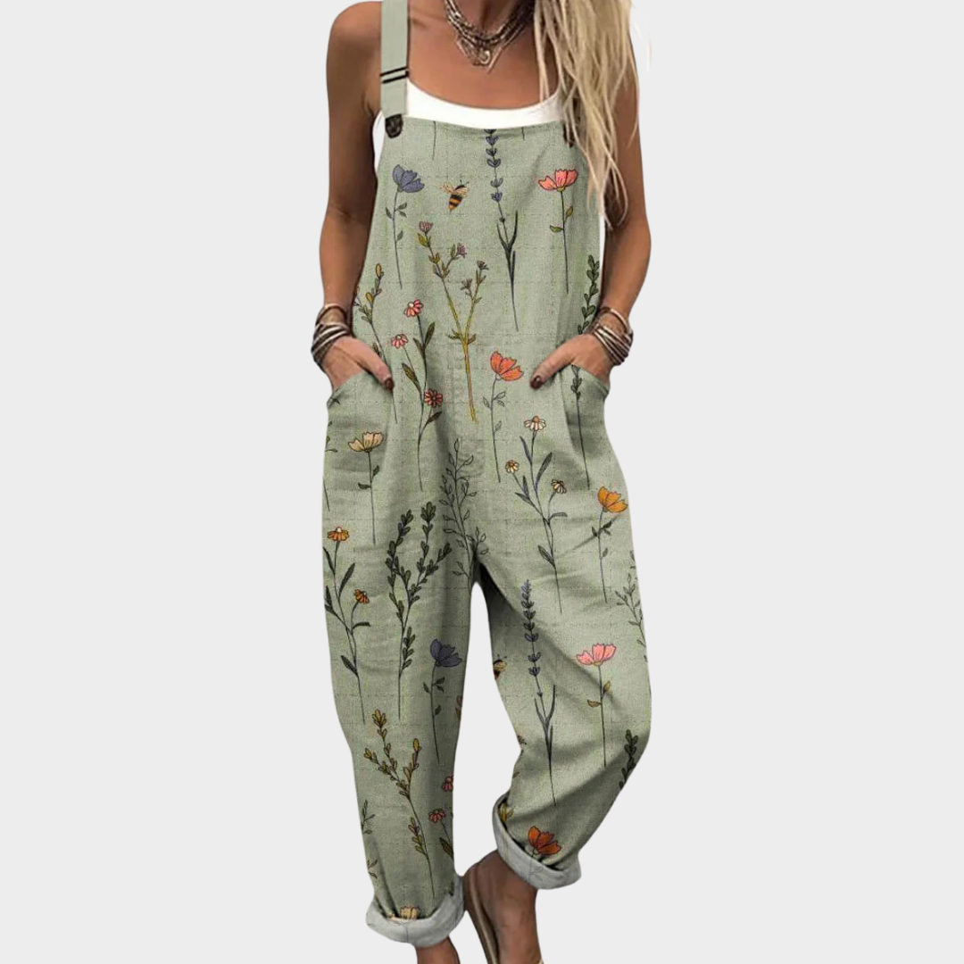 Women's Dungarees with Creative Print and Loose Fit