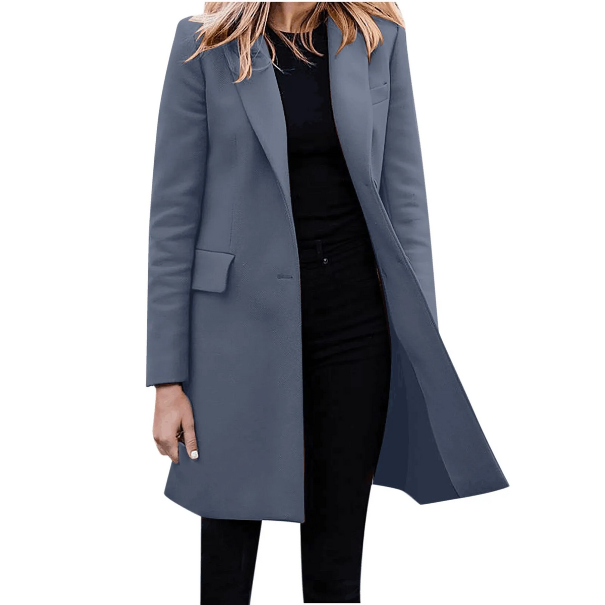 Women's Slim Fit Coat Single Button Notched Collar