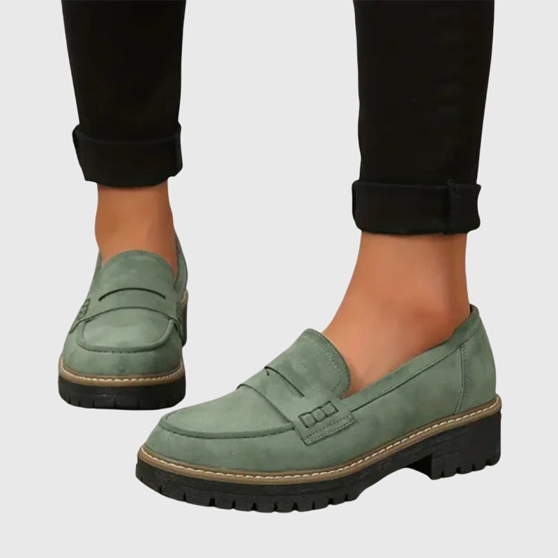 Women's Suede Loafers with Slip-On Design and Non-Slip Sole