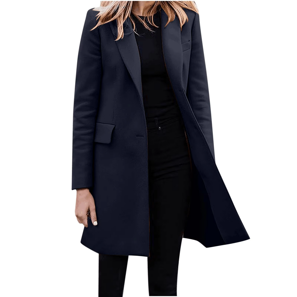 Women's Slim Fit Coat Single Button Notched Collar