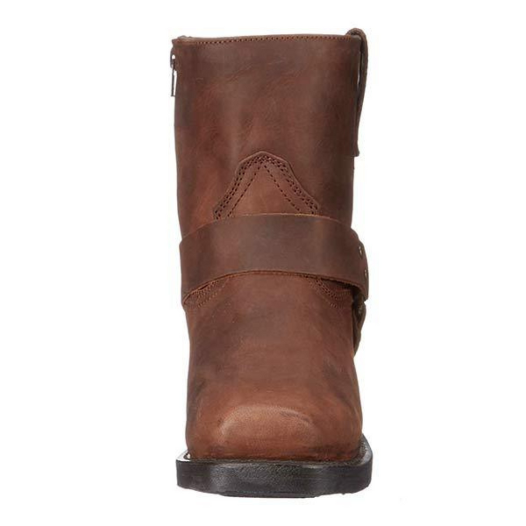 Men's Cowboy Ankle Boots, Decorative Strap, Low Heel