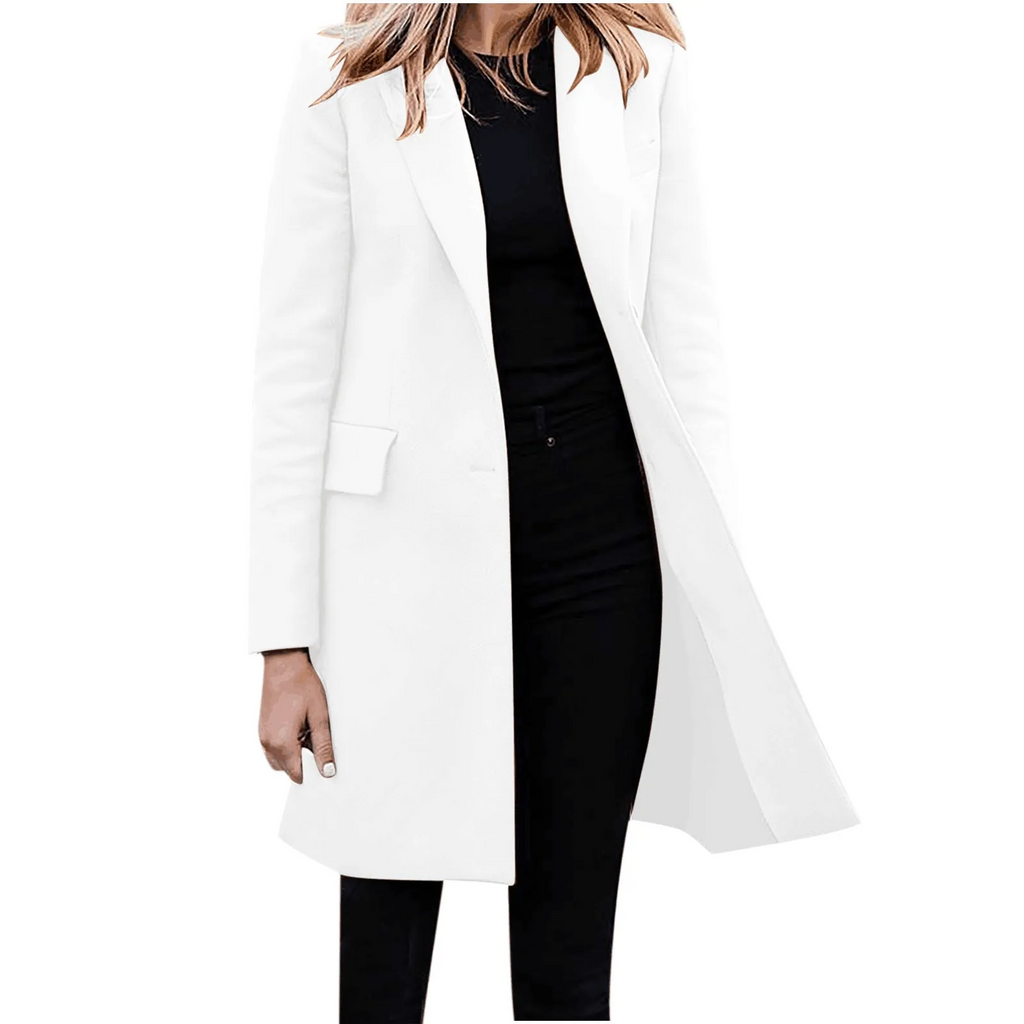 Women's Slim Fit Coat Single Button Notched Collar
