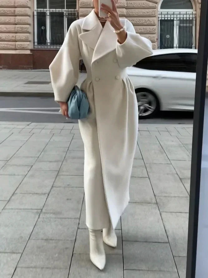 Women's Belted Wrap Coat with Wide Lapels Knee-Length