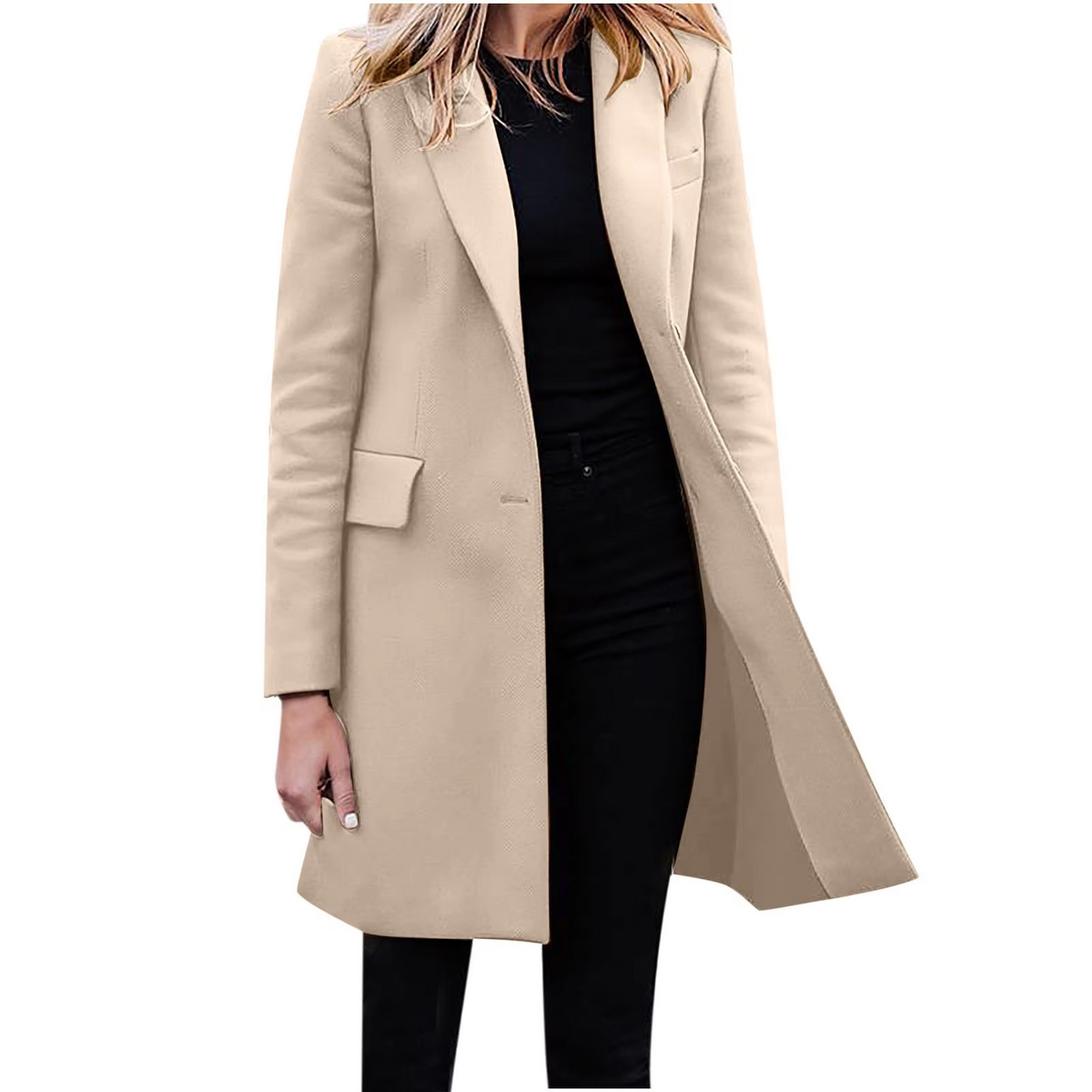 Women's Slim Fit Coat Single Button Notched Collar