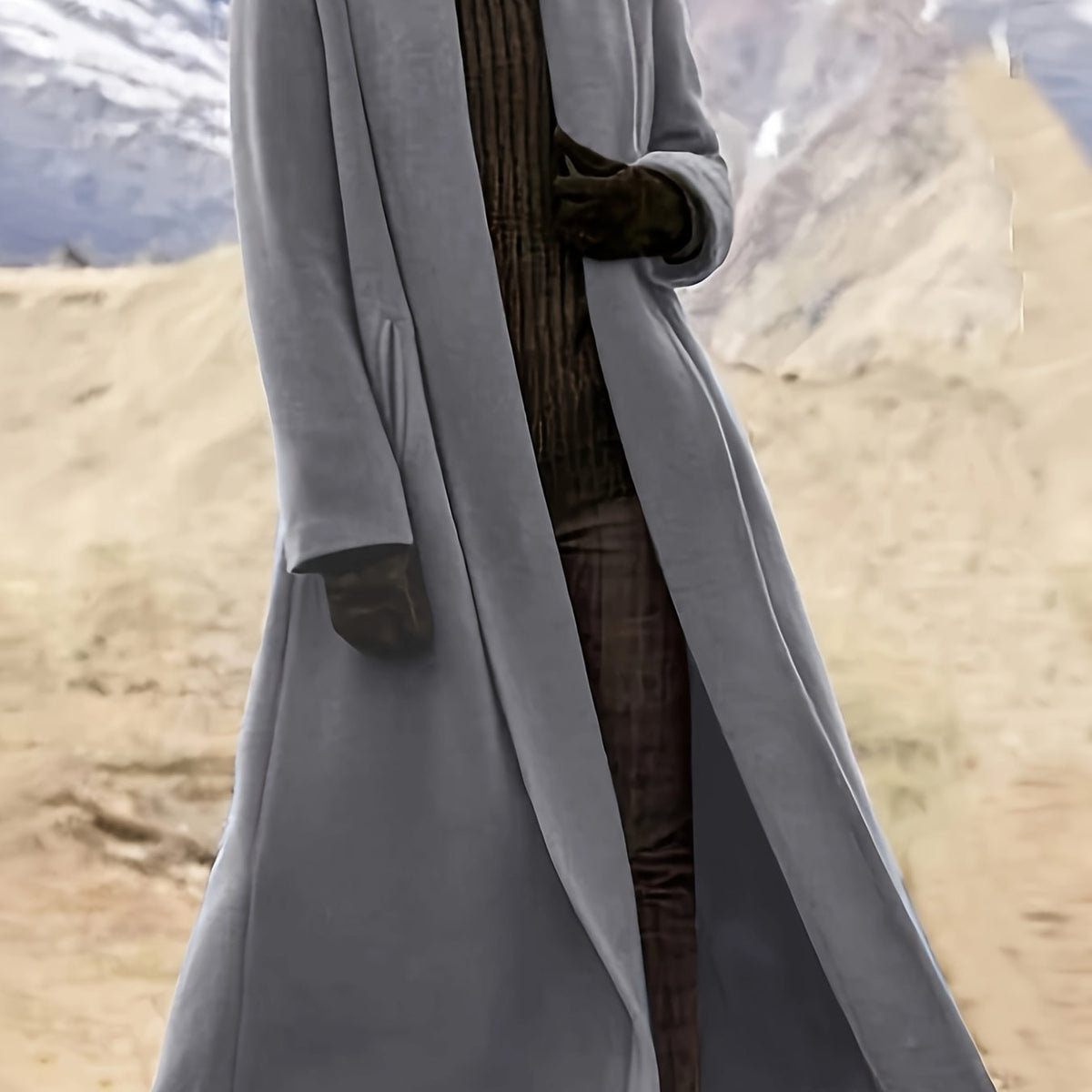 Women's Longline Open Front Coat with Flowing Drape