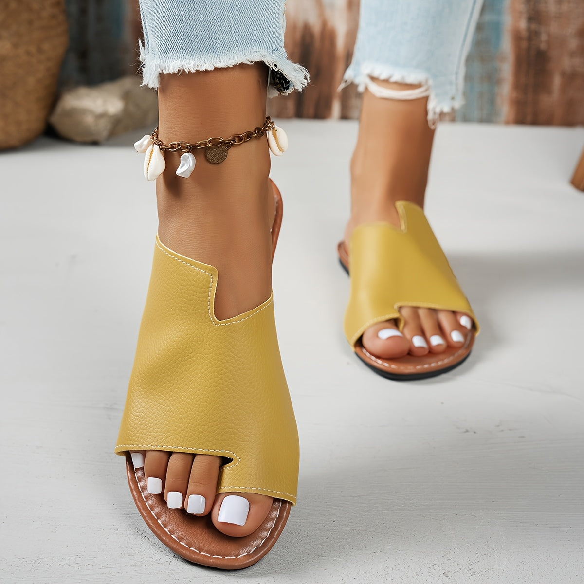 Women's Summer Sandals with Open Toe and Slip-On Design