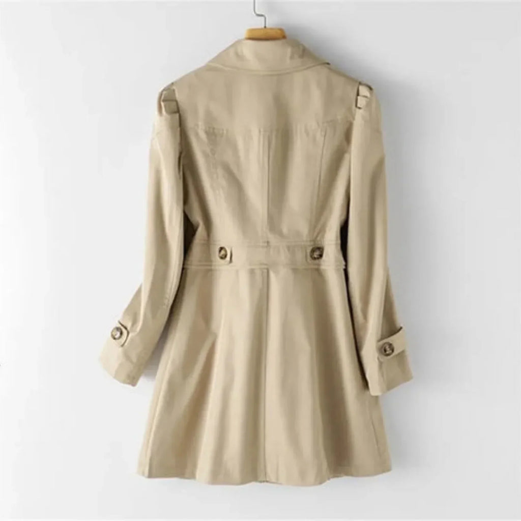 Women's Belted Double Breasted Trench Coat, Long Sleeves