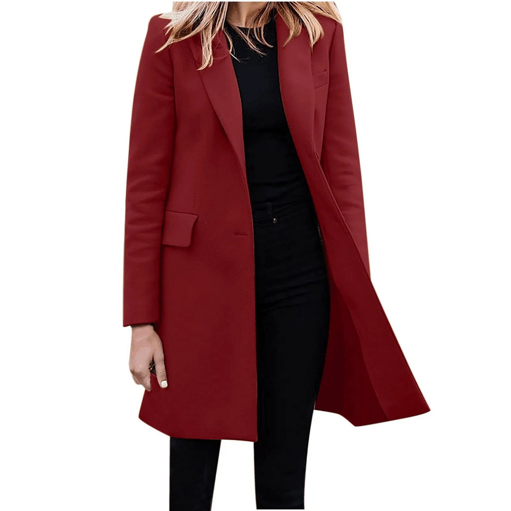 Women's Slim Fit Coat Single Button Notched Collar
