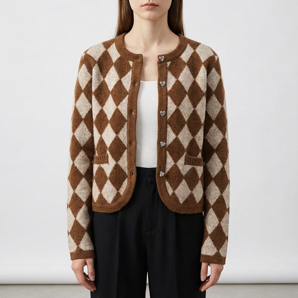 Merino Wool Argyle Cardigan