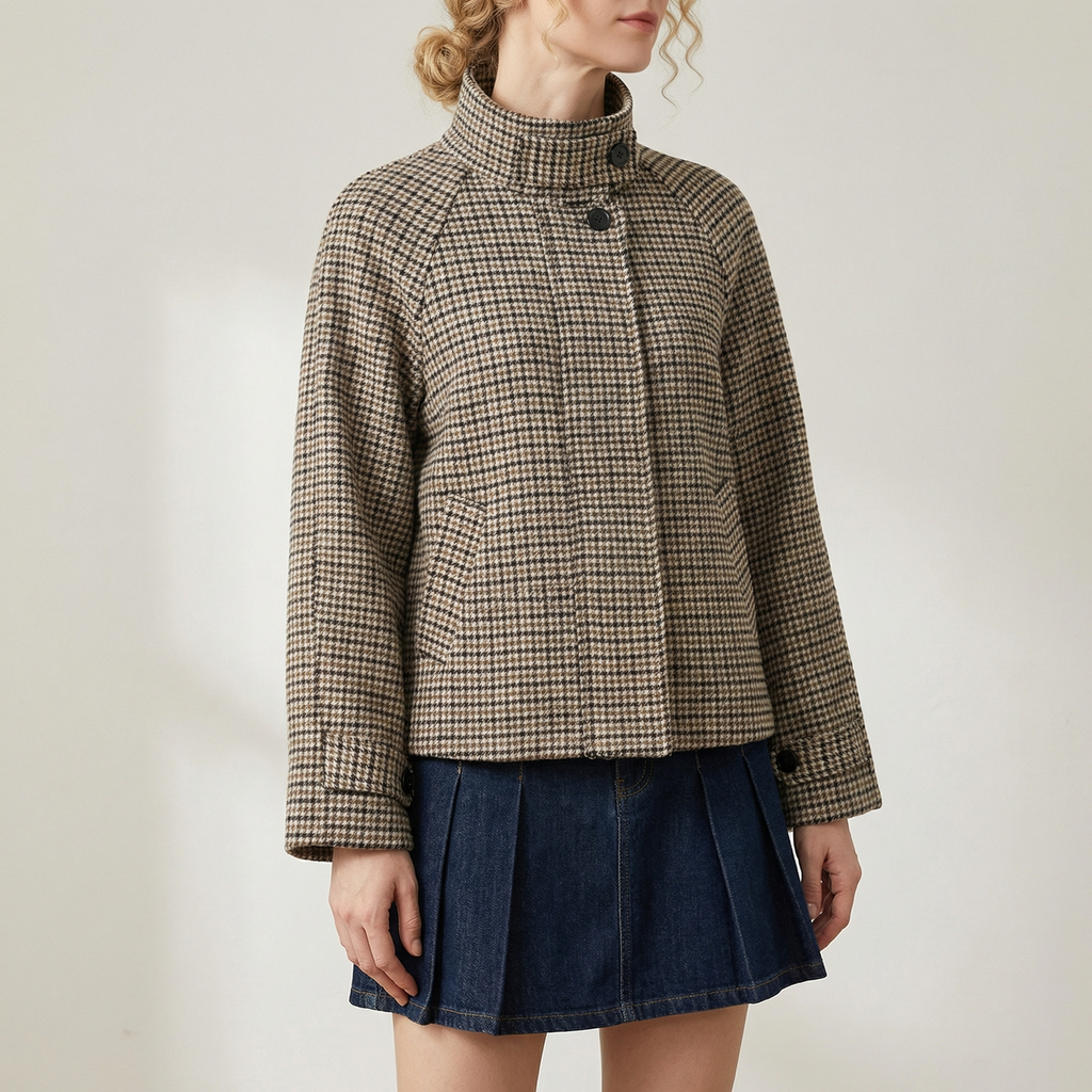 Penelope Check Turtleneck Coat