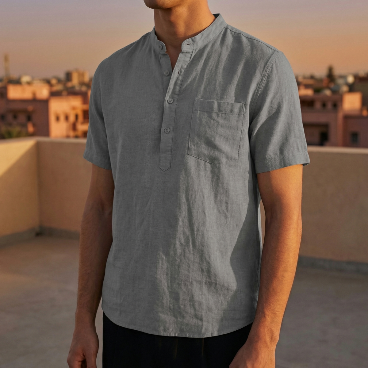 Portofino Cotton Linen Henley Shirt