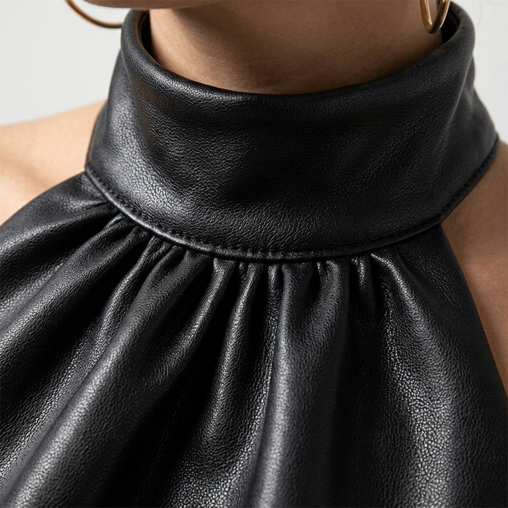 Venice Backless Leather Mini Dress