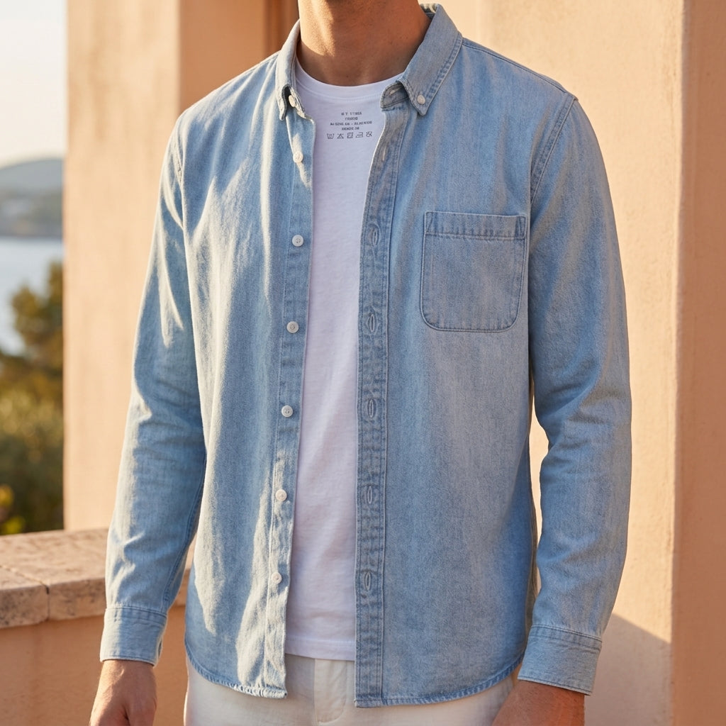Monaco Cotton Long-Sleeve Denim Shirt