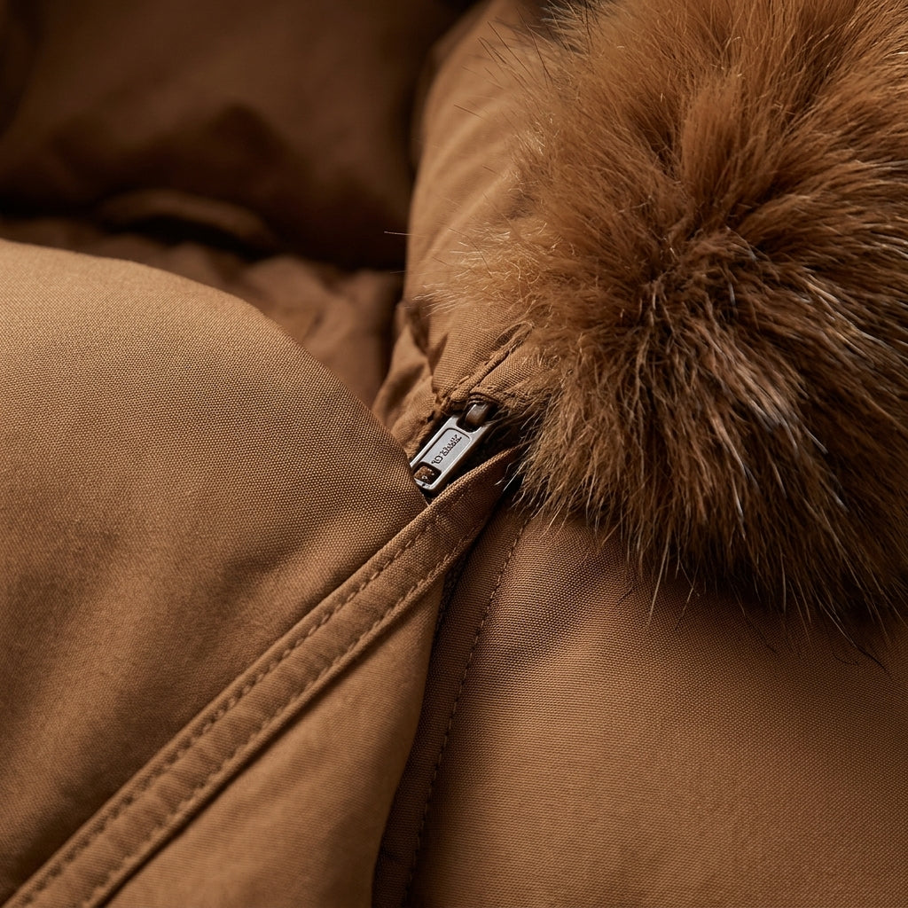 Aurevian Long Coat with Fur Collar