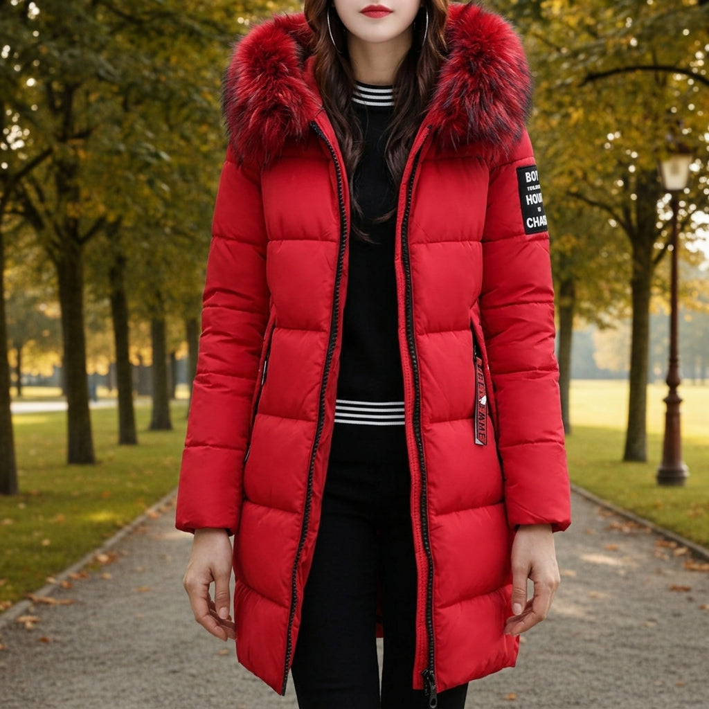 Aurevian Long Coat with Fur Collar