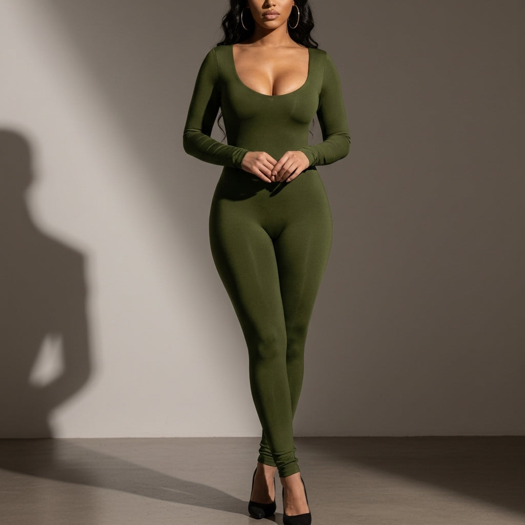 Marévia Solid Color Skinny Jumpsuit
