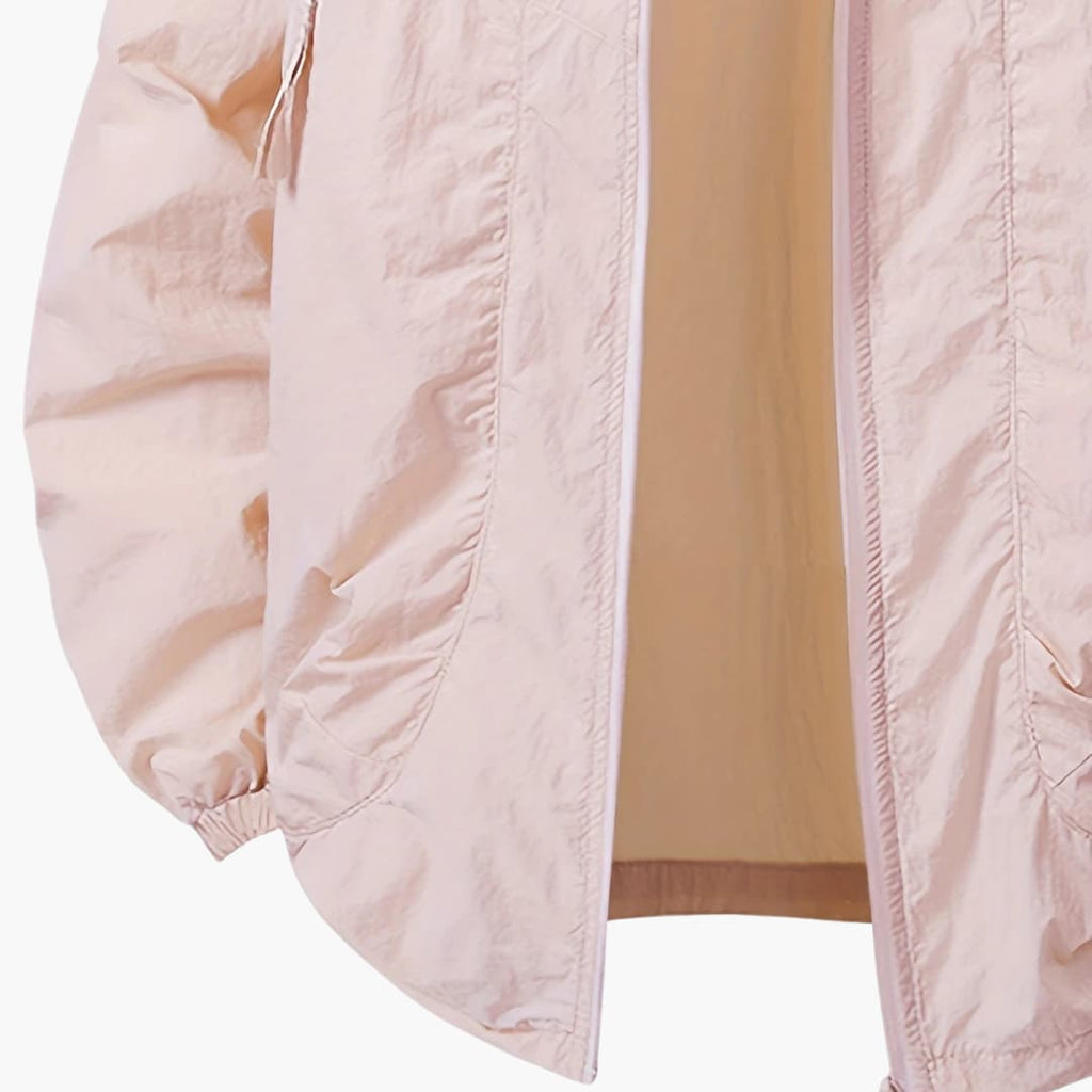 Women's Windbreaker Jacket with Hood and Zippered Pockets
