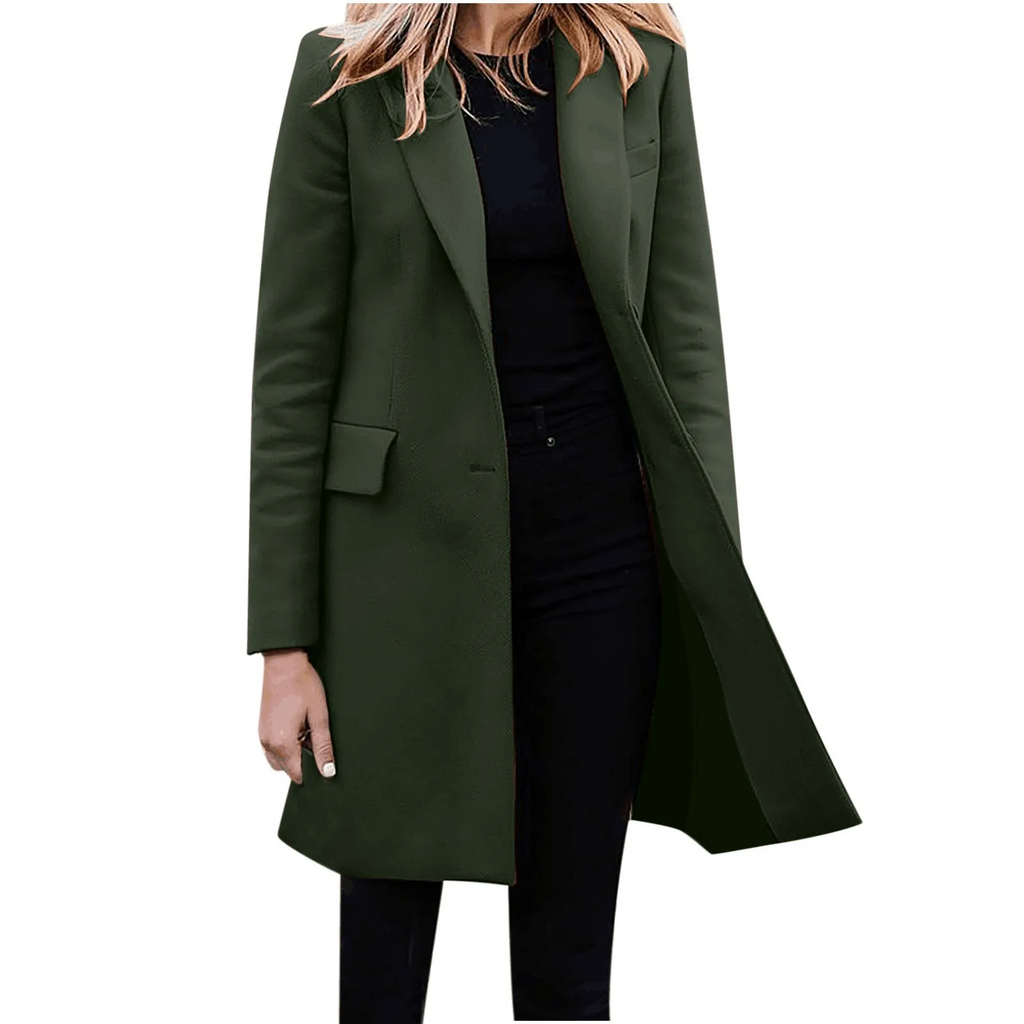 Women's Slim Fit Coat Single Button Notched Collar
