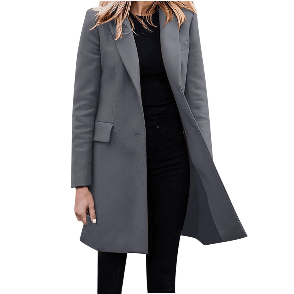Women's Slim Fit Coat Single Button Notched Collar