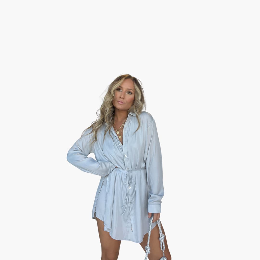 Women’s Romper Dress with Collared Neck and Drawstring Waist