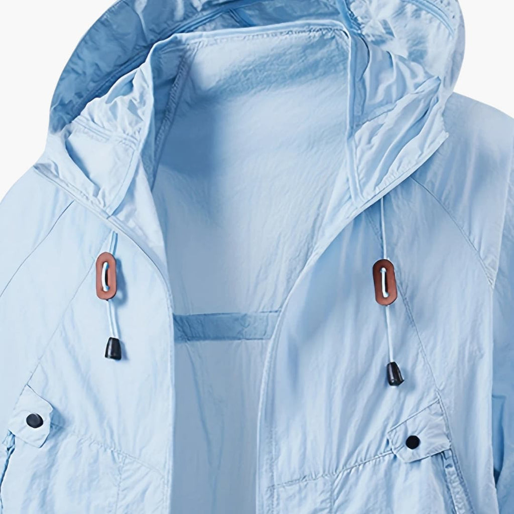 Women's Windbreaker Jacket with Hood and Zippered Pockets