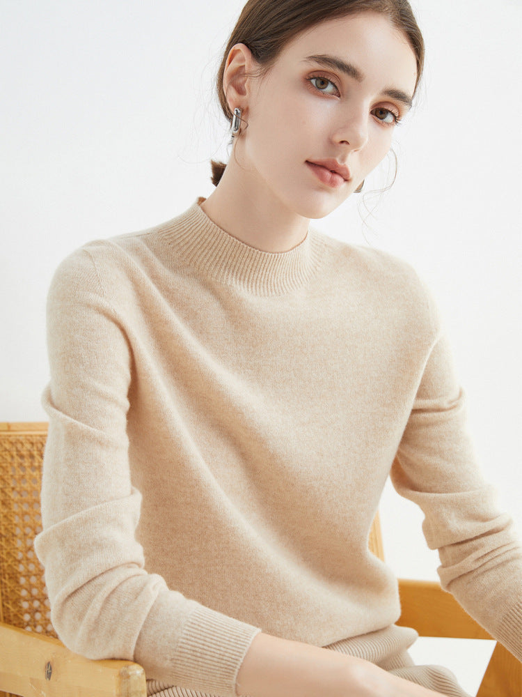 Women's Mock Neck Sweater Relaxed Fit Long Sleeve