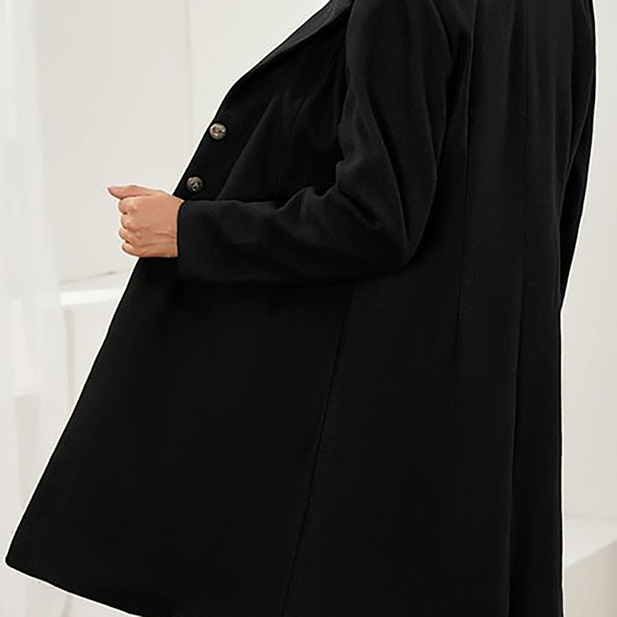 Women's Tailored Longline Coat, Notched Lapels, Button Front