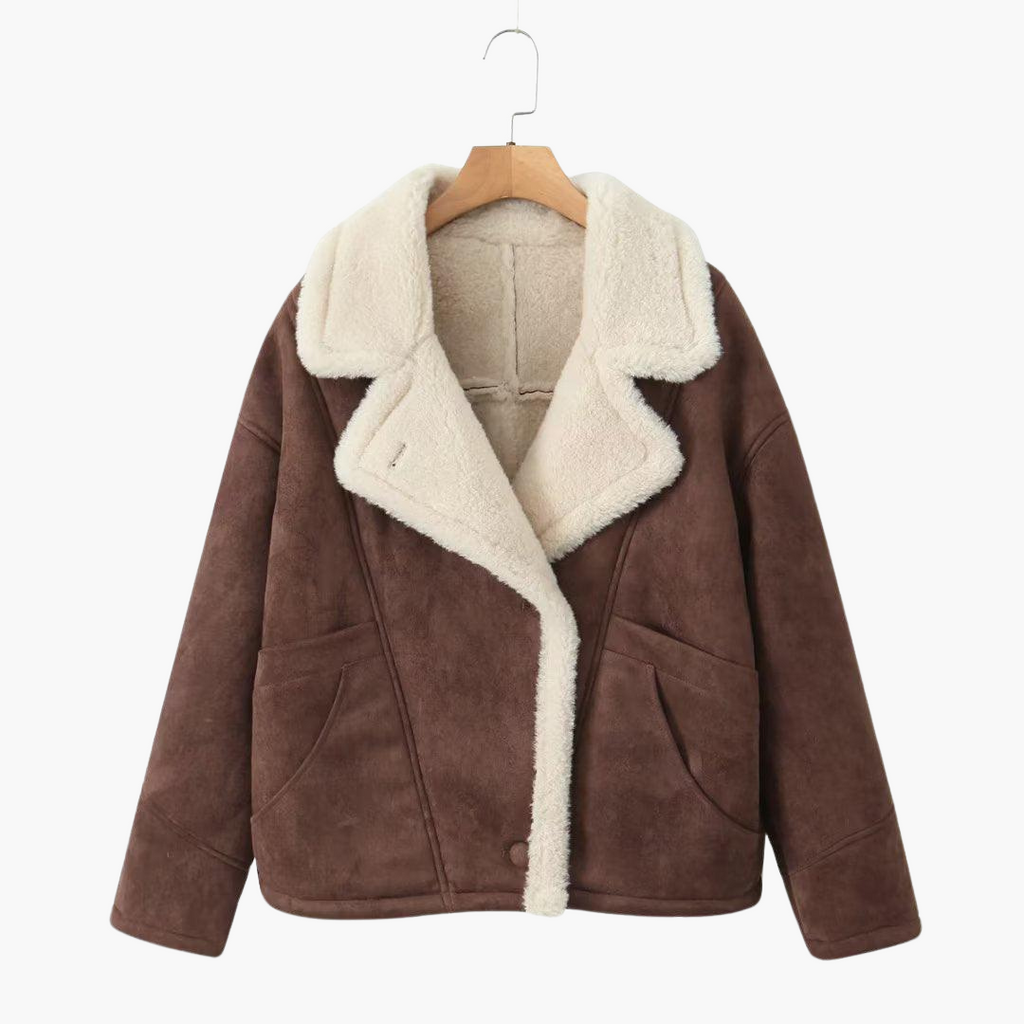 Vintage Faux Shearling Jacket - Women's Oversized Winter Coat