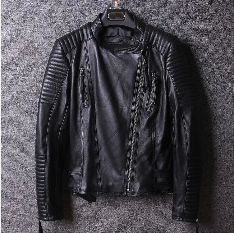 Women's Quilted Sleeve Biker Jacket with Mandarin Collar