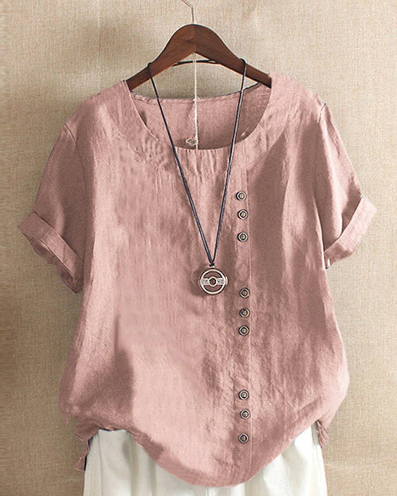Ella | Women’s Casual Button Detail Linen Blouse