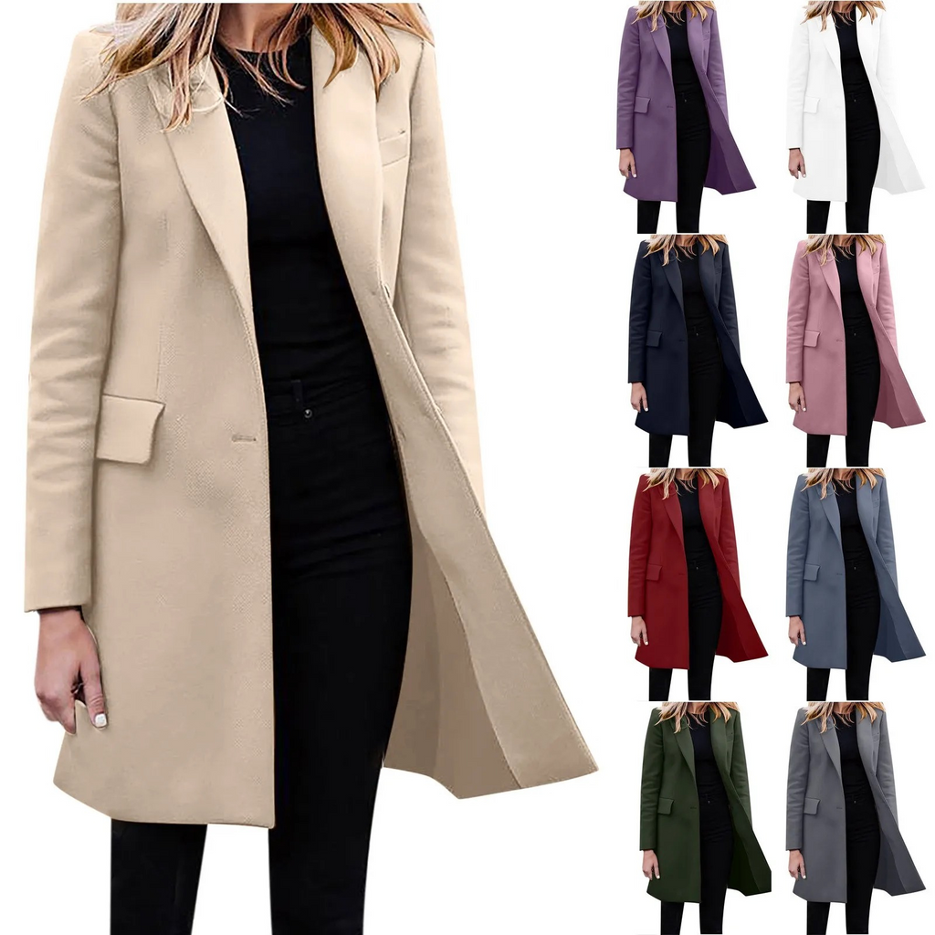 Women's Slim Fit Coat Single Button Notched Collar