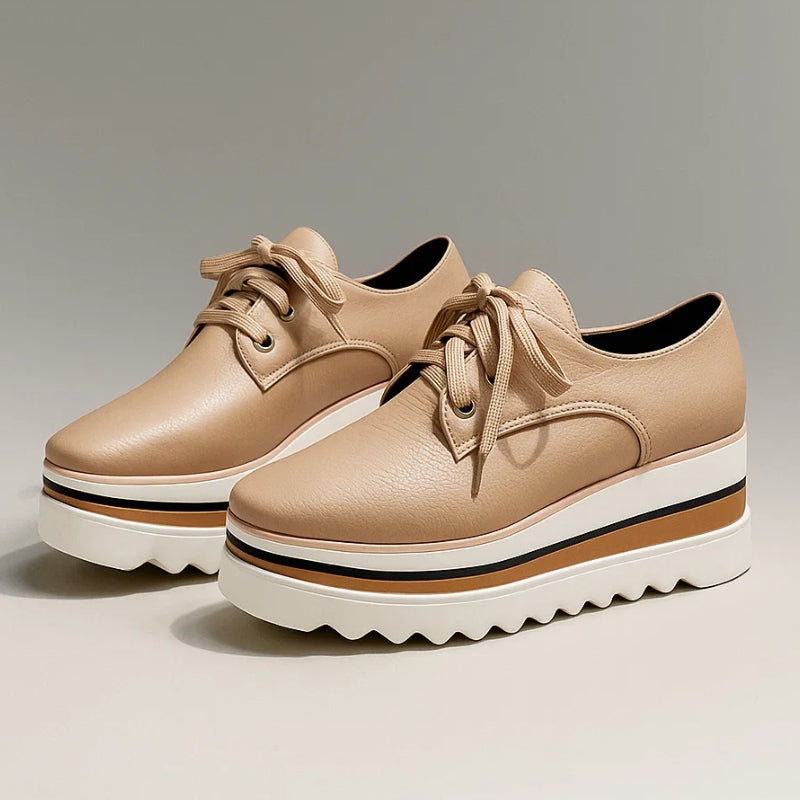 Women's Platform Oxford Shoes with Lace-Up Upper and Wedge Sole