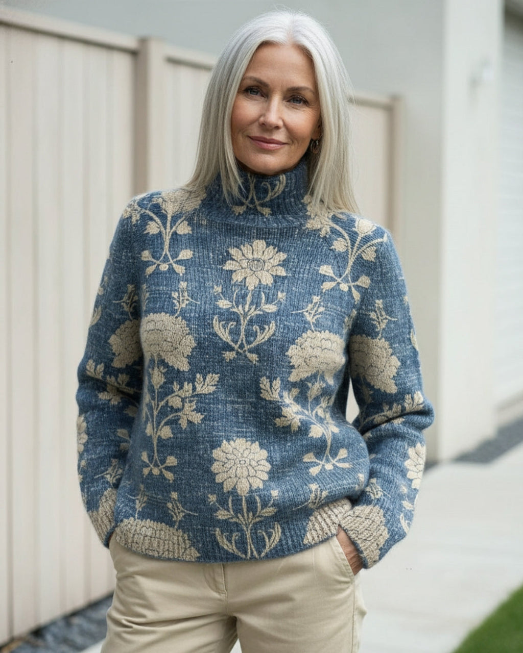 Evelyn™ | Elegant Floral Turtleneck Sweater