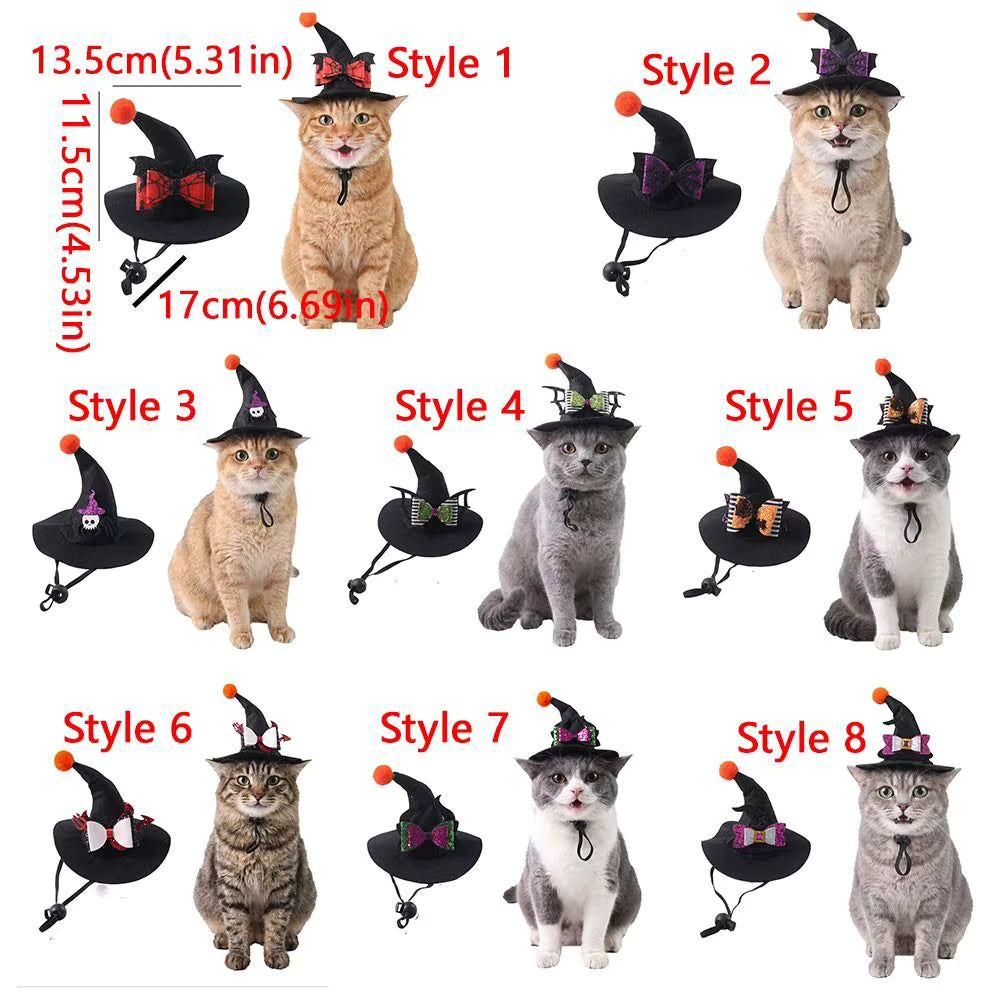 Halloween's Adjustable Sequin Witch Hat for Pets with Strap