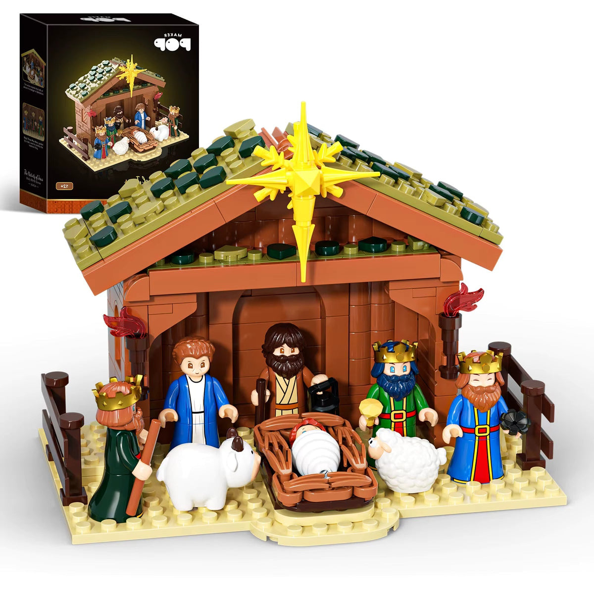 Halloween's Complete White Nativity Building Block Set