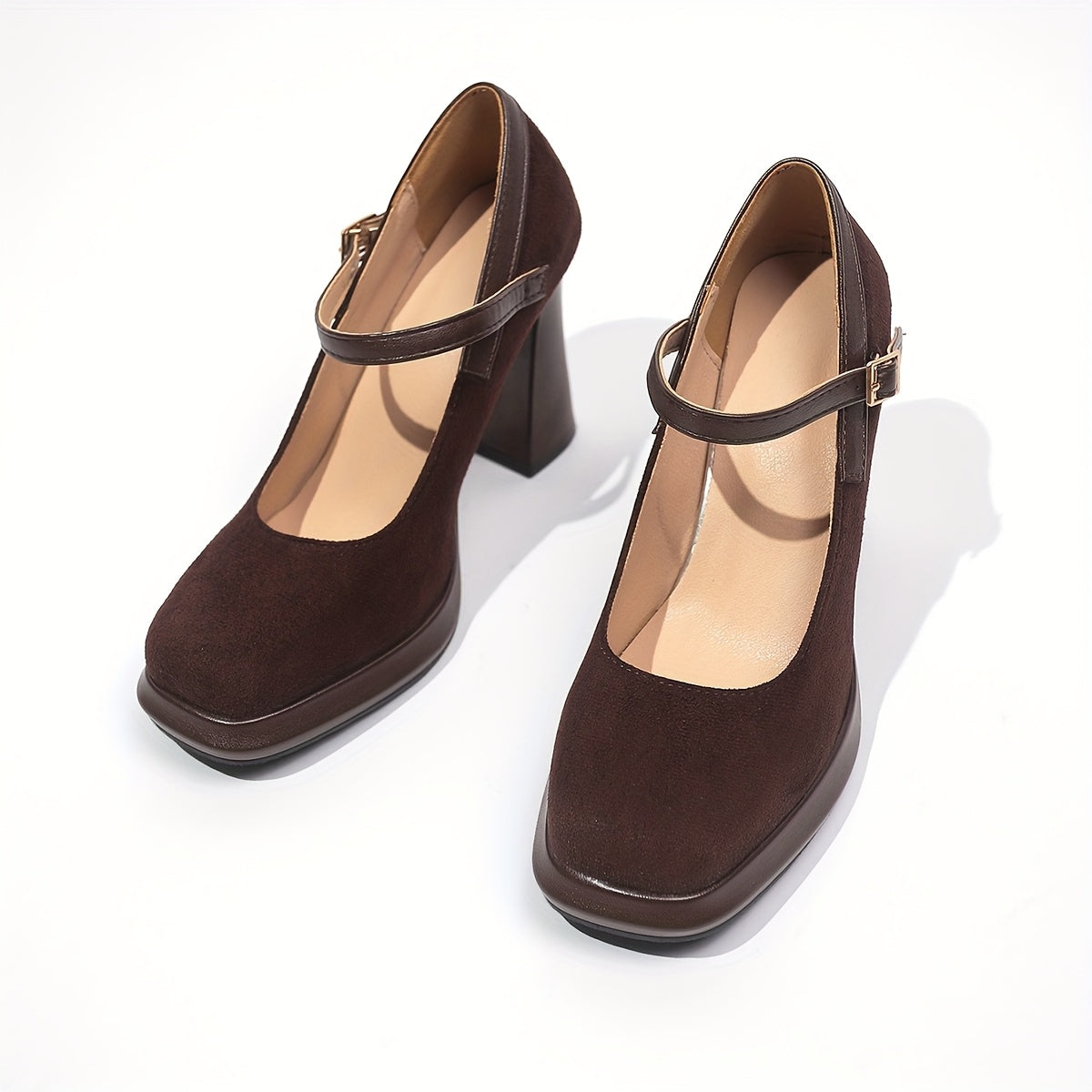 Women's High-Heeled Mary Jane Shoes with Platform Heel and Square Toe