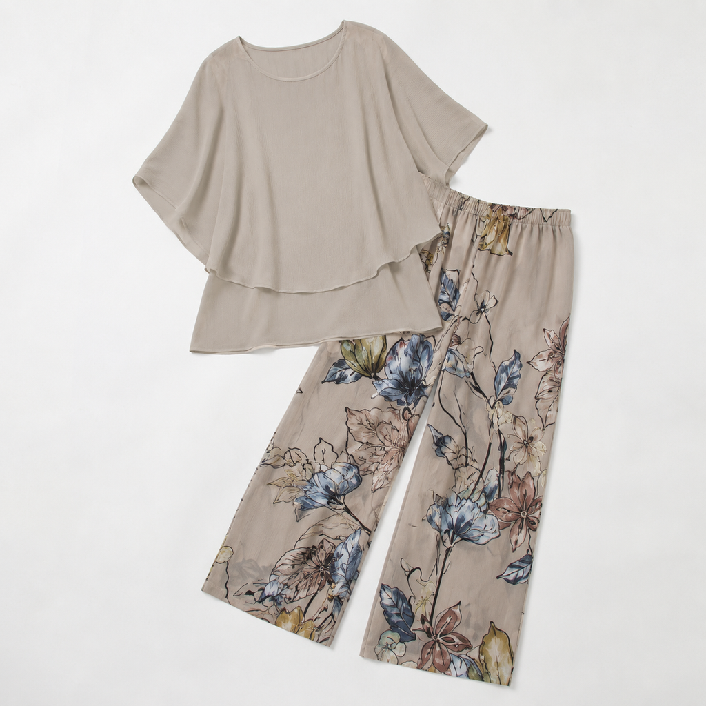 Procida Chiffon Overlay Two-Piece Trouser Set