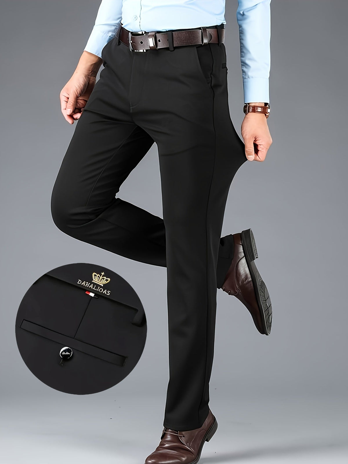 EMBROIDERED STRETCH TROUSERS FOR MEN
