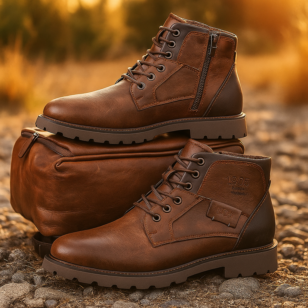 Men's Urban Ankle Boots, Lace-Up, Side Zip, Lug Sole