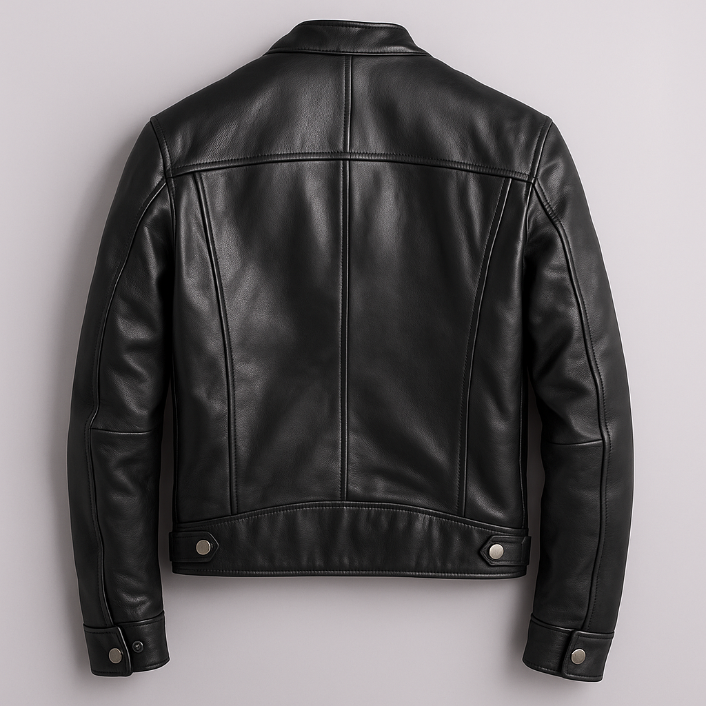 Men's Leather Jacket, Biker Style, Zip Front, Long Sleeves
