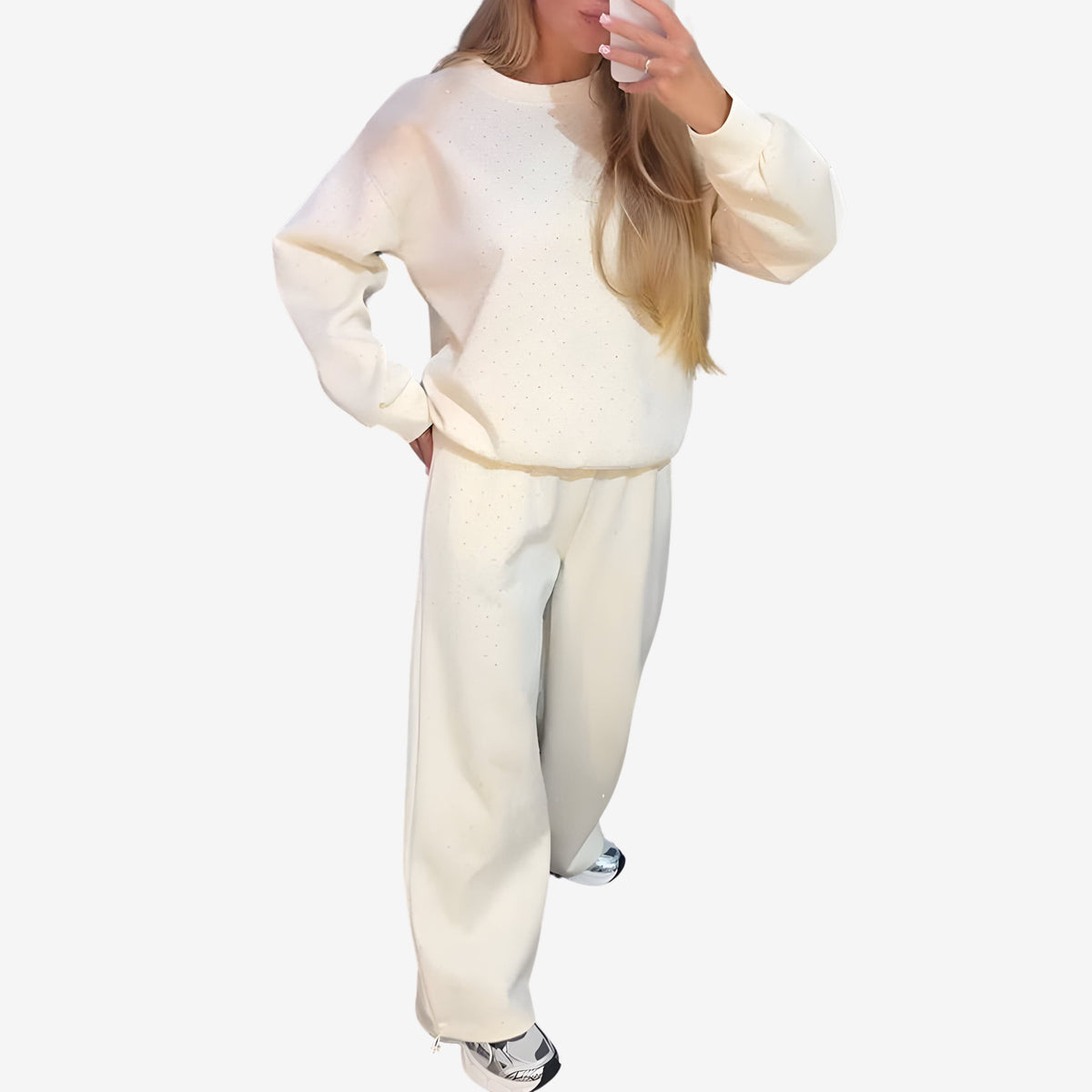 Women’s Diamond Pattern Two-Piece Long Sleeve Set