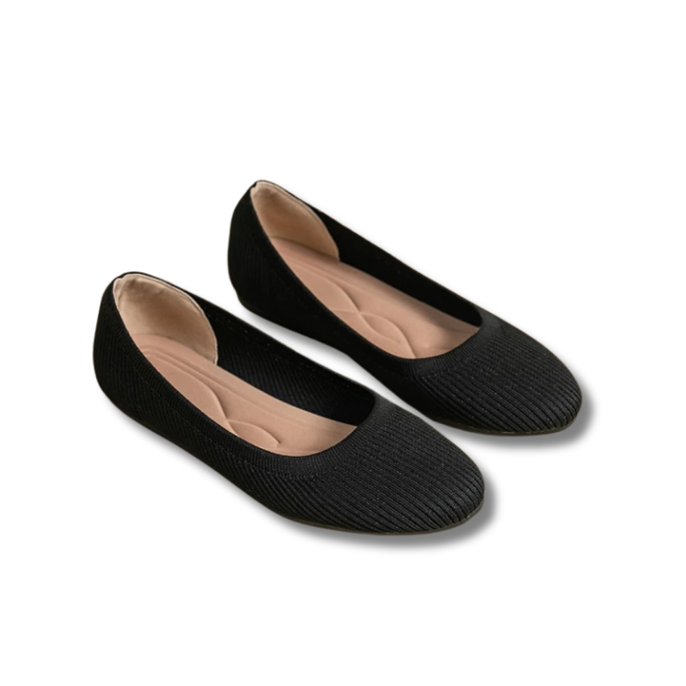 Women's Textured Ballet Flats with Rounded Toe