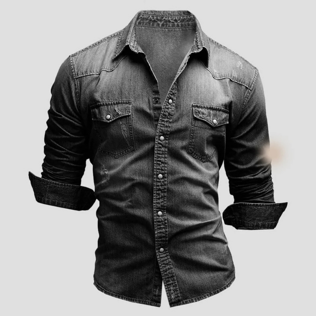 Men's Long Sleeve Shirt, Spread Collar, Chest Pockets