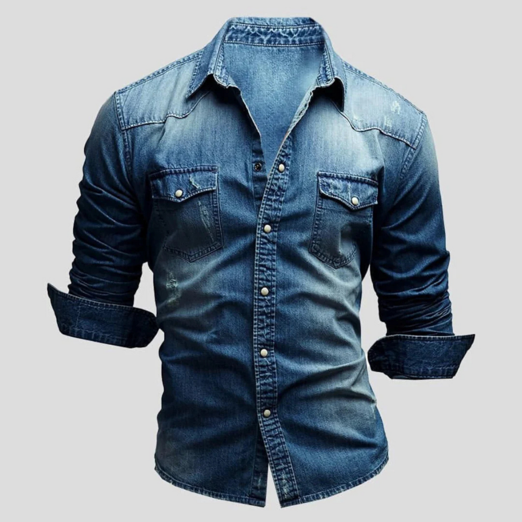 Men's Long Sleeve Shirt, Spread Collar, Chest Pockets