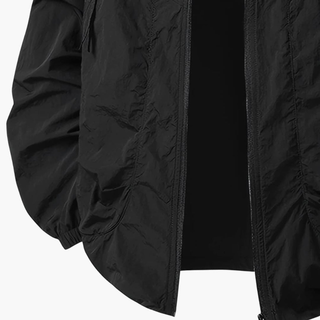 Women's Windbreaker Jacket with Hood and Zippered Pockets