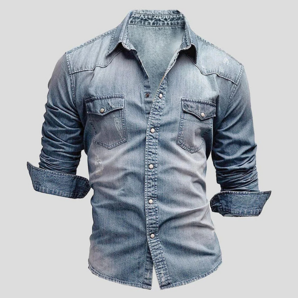 Men's Long Sleeve Shirt, Spread Collar, Chest Pockets