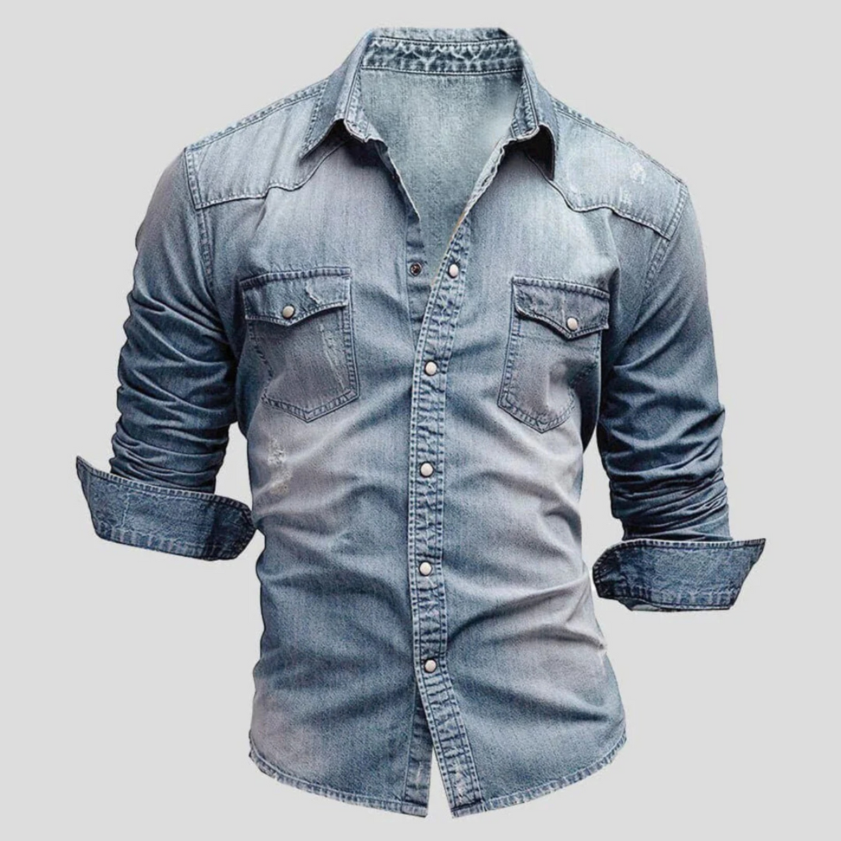 Men's Long Sleeve Shirt, Spread Collar, Chest Pockets