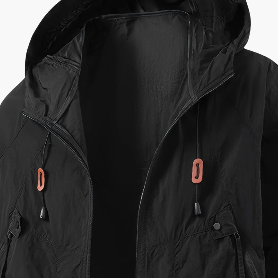 Women's Windbreaker Jacket with Hood and Zippered Pockets