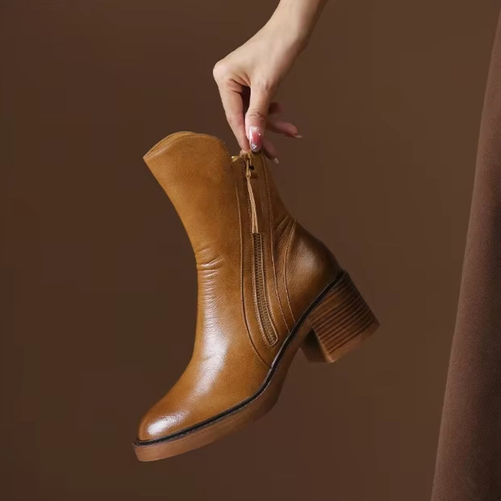 Noelle Leather Ankle Boots